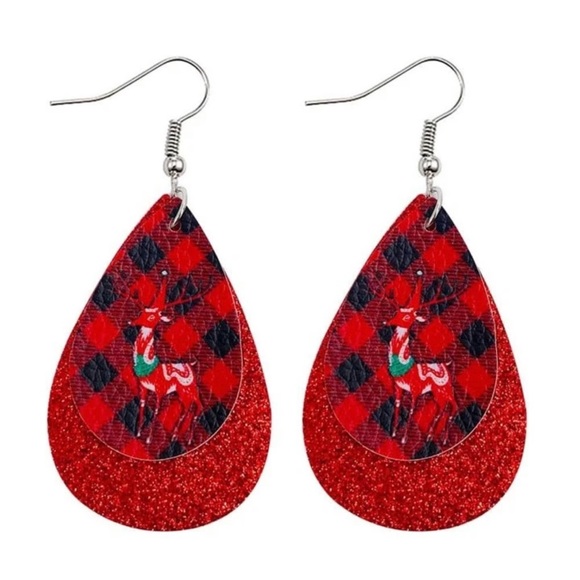 NWT Plaid Holiday Reindeer Earrings - Picture 2 of 2